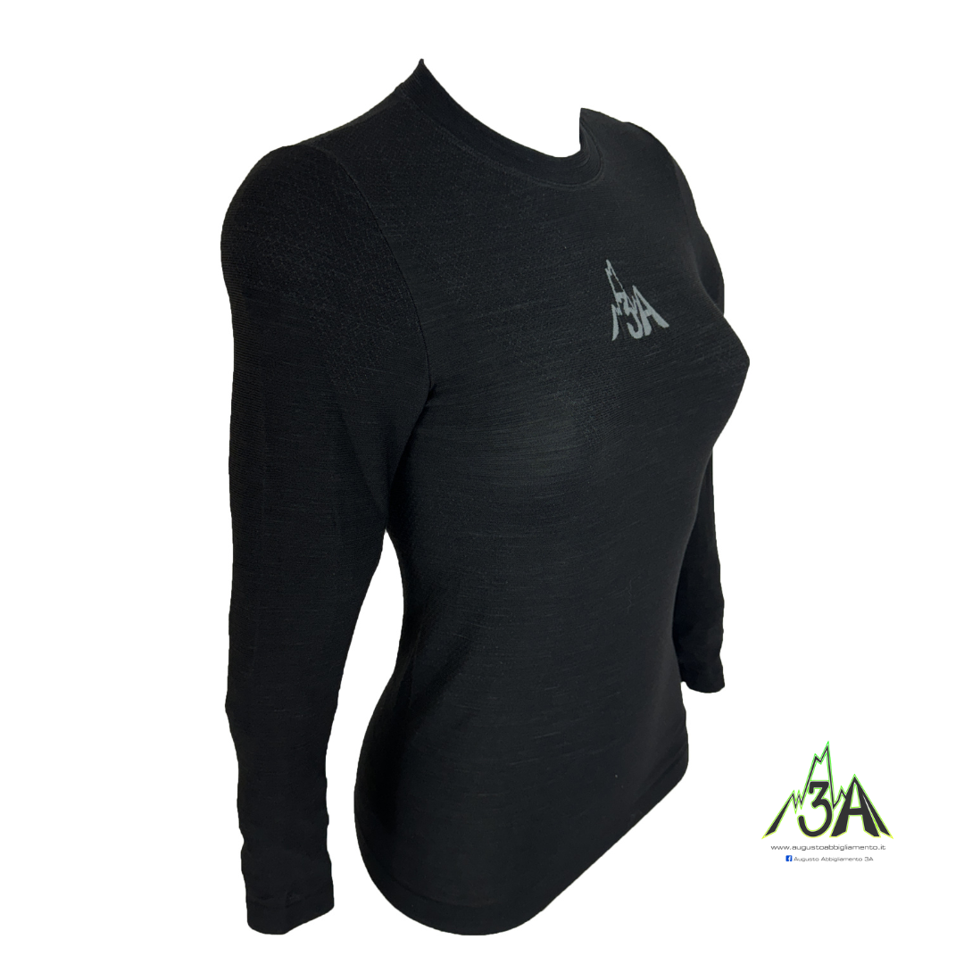 MAGLIA MERINOS 3A WOMAN manica lunga nera