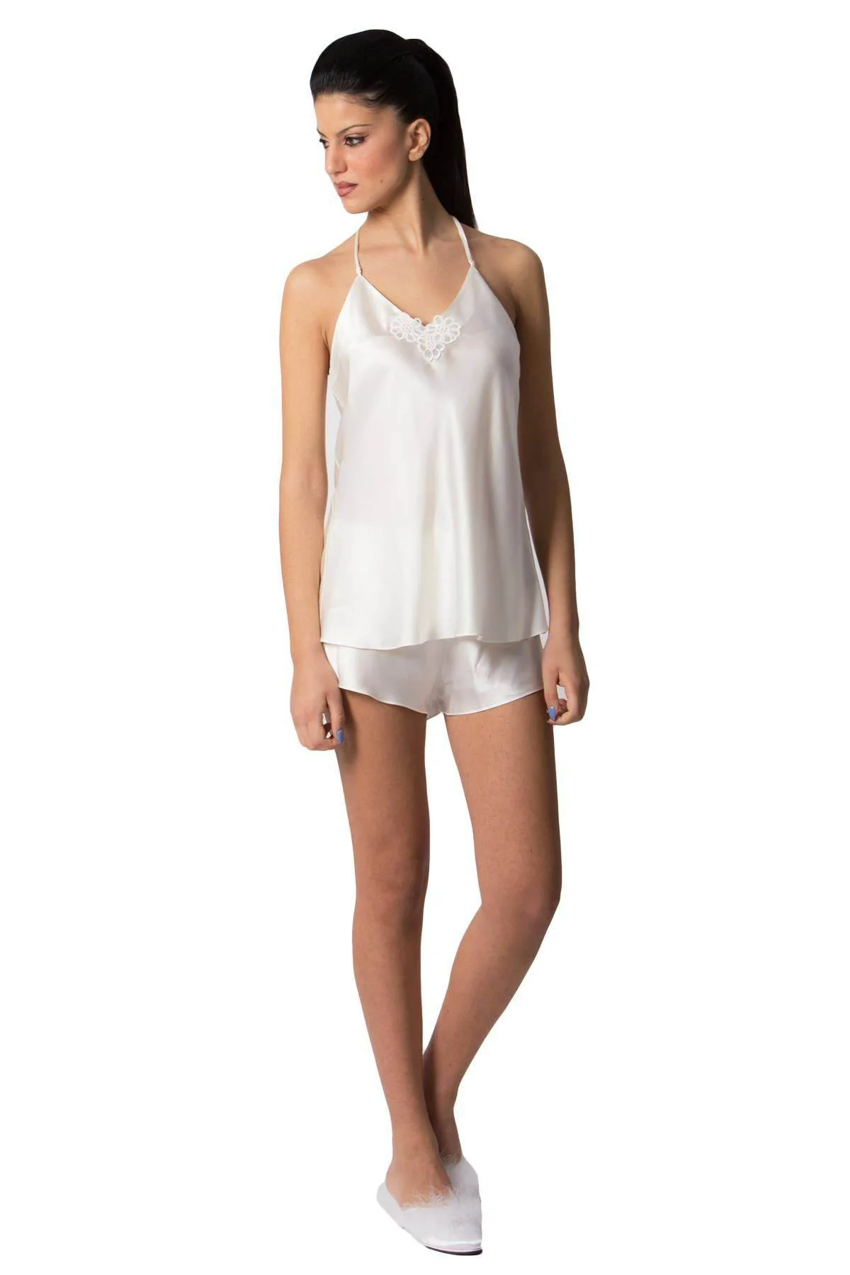 Baby Doll Top + Culotte Donna L6T1027 Avorio Luna di Seta - immagine 2