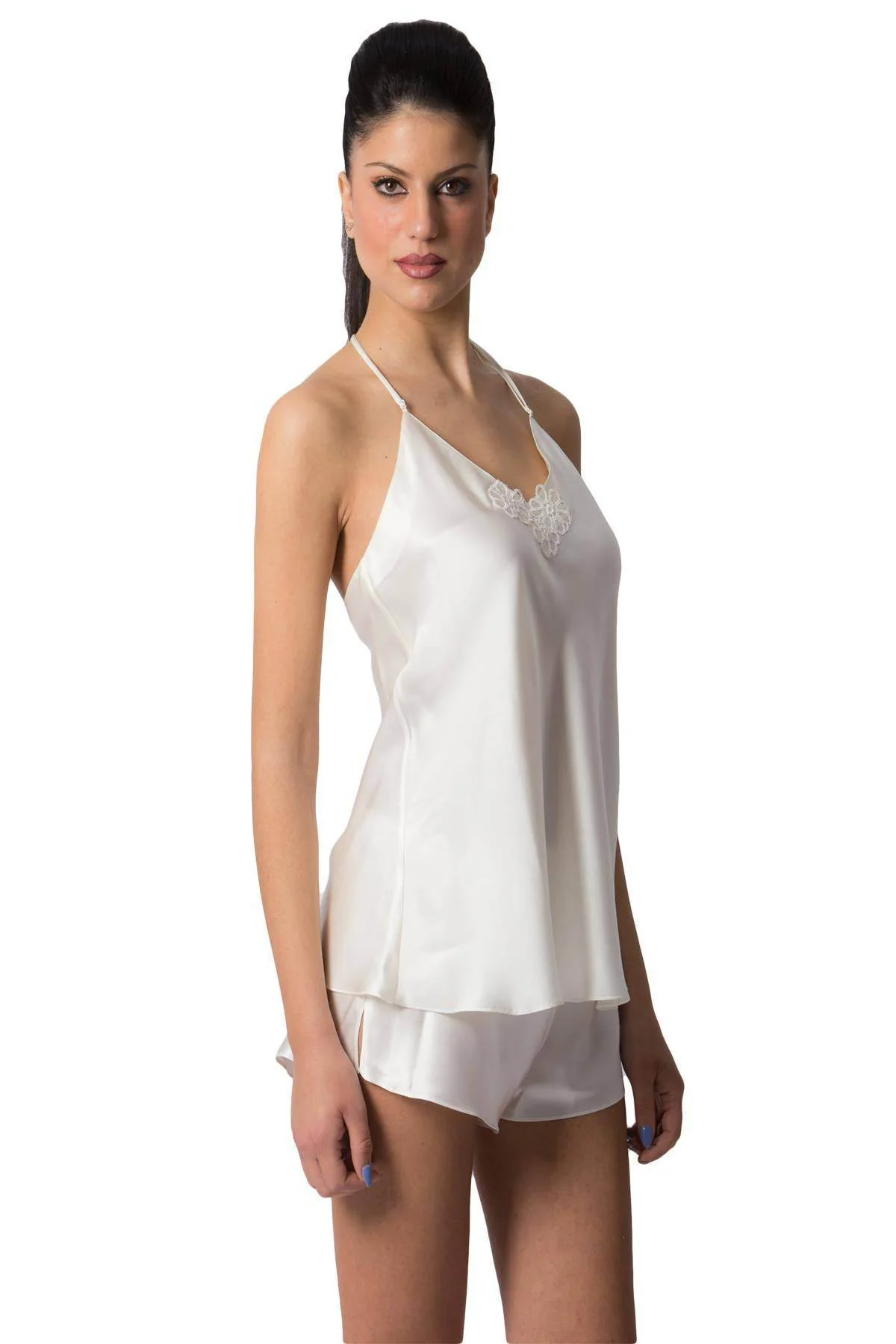 Baby Doll Top + Culotte Donna L6T1027 Avorio Luna di Seta - immagine 3