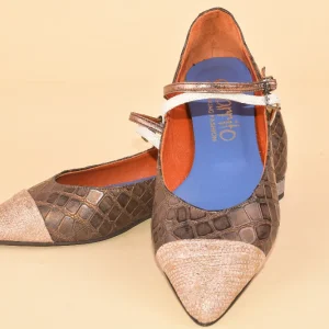 The click effect - Mary Jane a punta in pelle patchwork con tacco 2cm