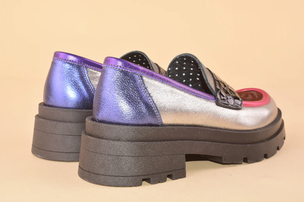 Pipe Line - Mocassino con carrarmato in pelle patchwork - immagine 4