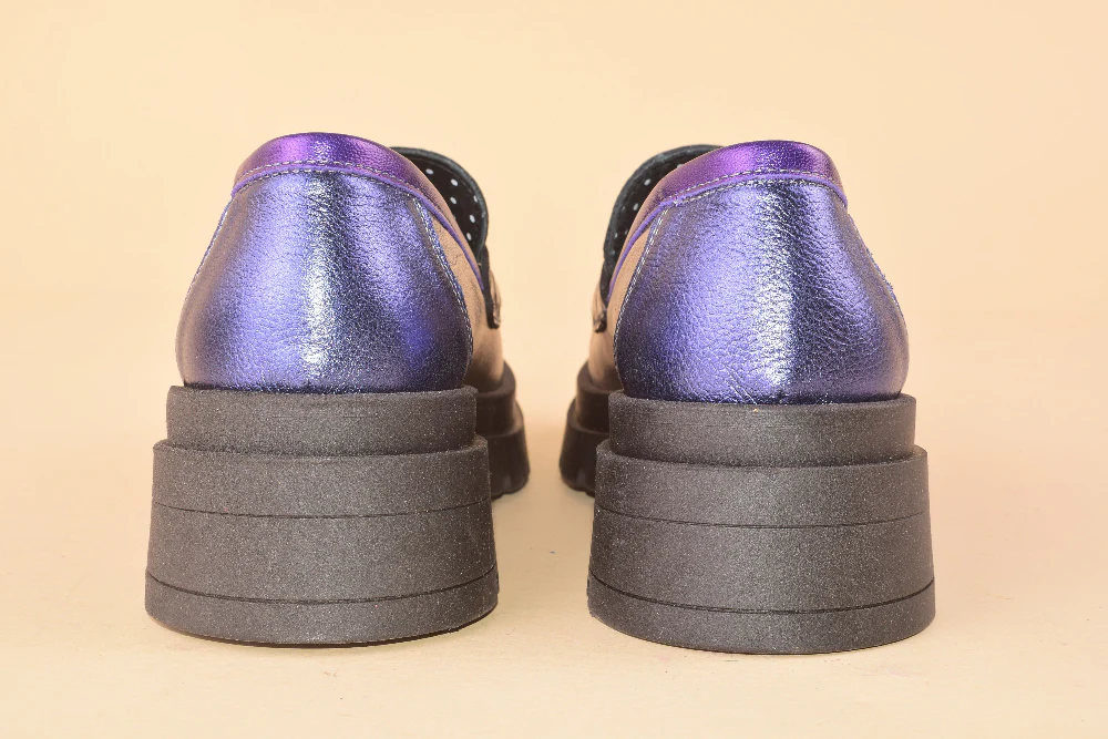 Pipe Line - Mocassino con carrarmato in pelle patchwork - immagine 6