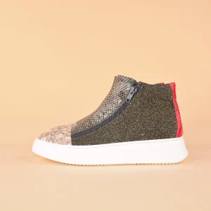 Scimmia Volante con Platform - Sneakers alta in pelle patchwork