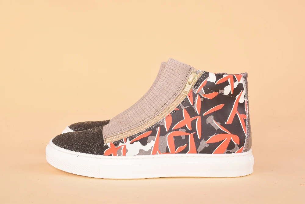 Scimmia Volante Terrabyte- Sneakers alta in pelle patchwork - immagine 4