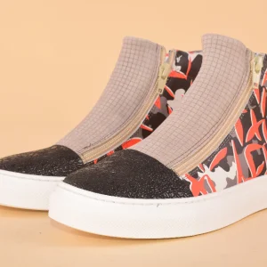 Scimmia Volante Terrabyte- Sneakers alta in pelle patchwork