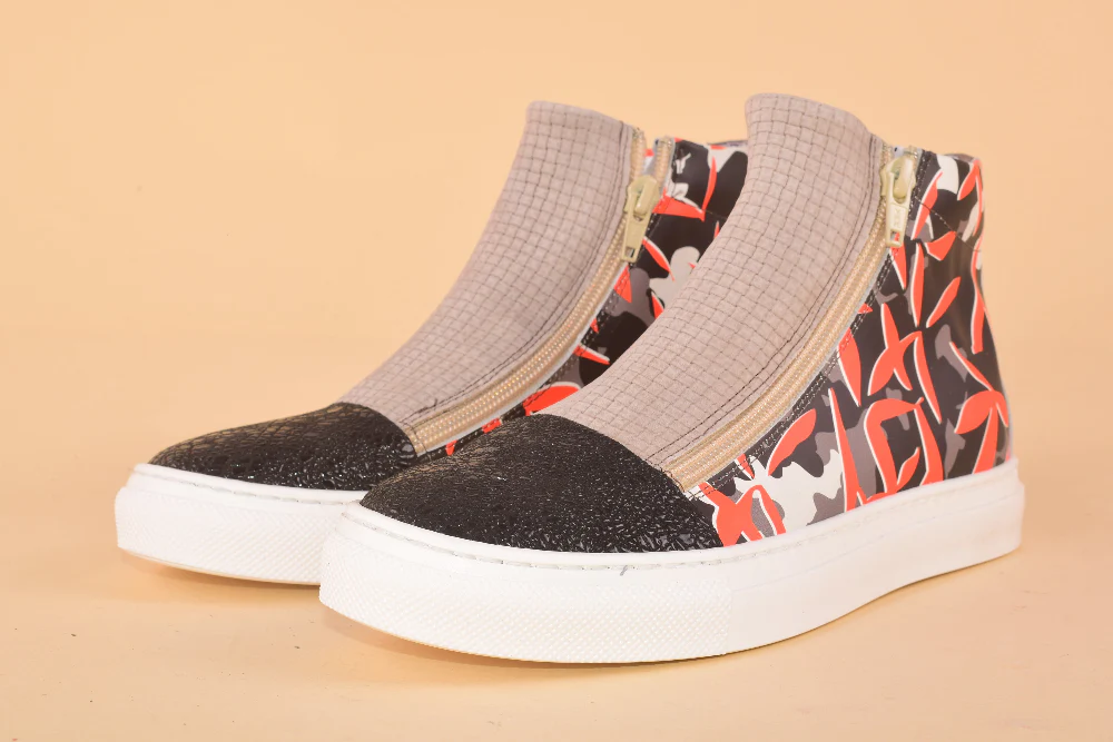 Scimmia Volante Terrabyte- Sneakers alta in pelle patchwork - immagine 2