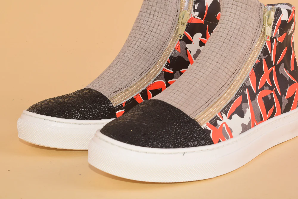 Scimmia Volante Terrabyte- Sneakers alta in pelle patchwork - immagine 6