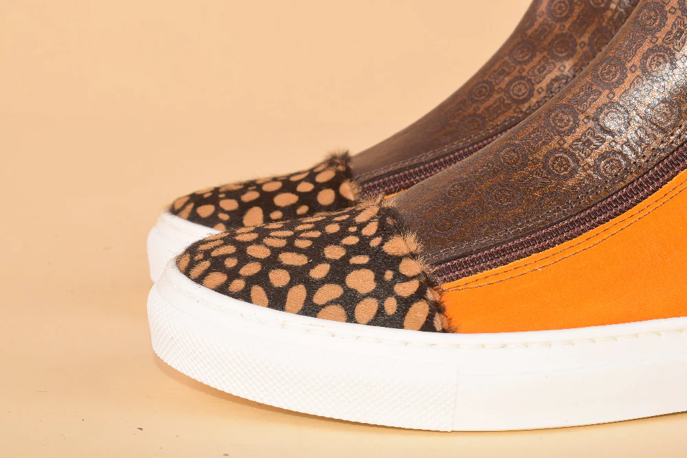 Scimmia Volante Terrabyte- Sneakers alta in pelle patchwork - immagine 3