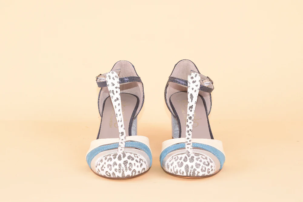 The insider bling blin - Sandalo a T con tacco in pelle patchwork - immagine 3