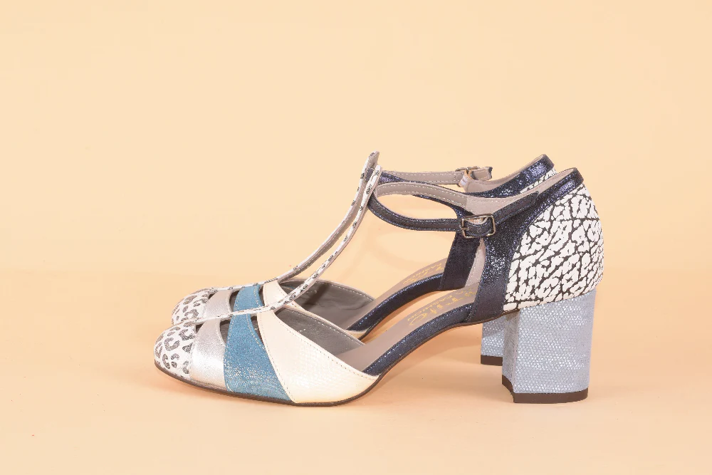 The insider bling blin - Sandalo a T con tacco in pelle patchwork - immagine 4