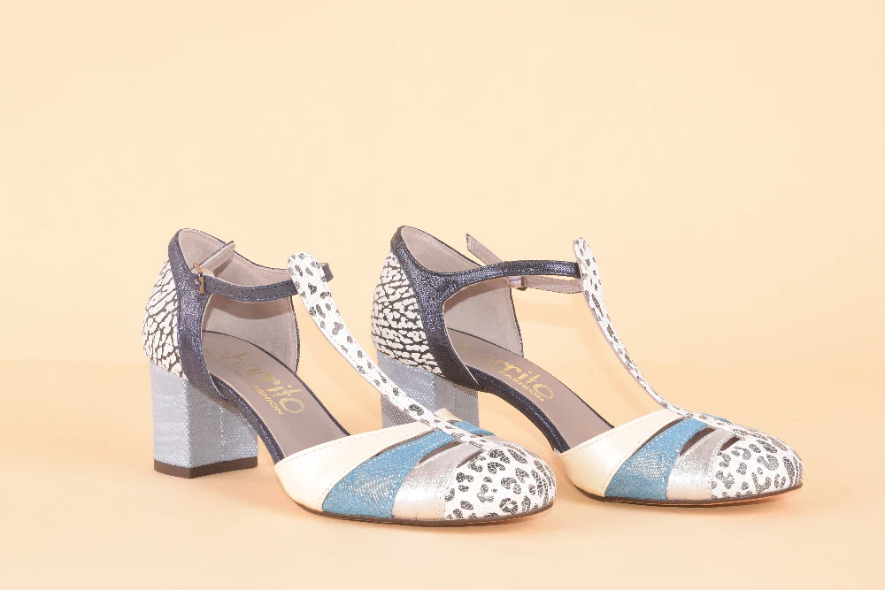 The insider bling blin - Sandalo a T con tacco in pelle patchwork - immagine 6