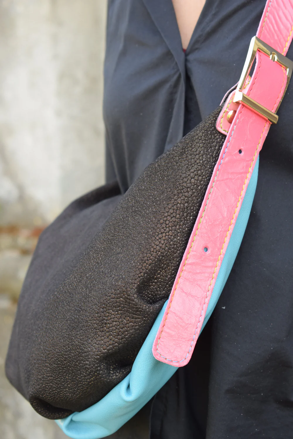 Hot Chock Bag - Borsa a tracolla in pelle patchwork - immagine 6