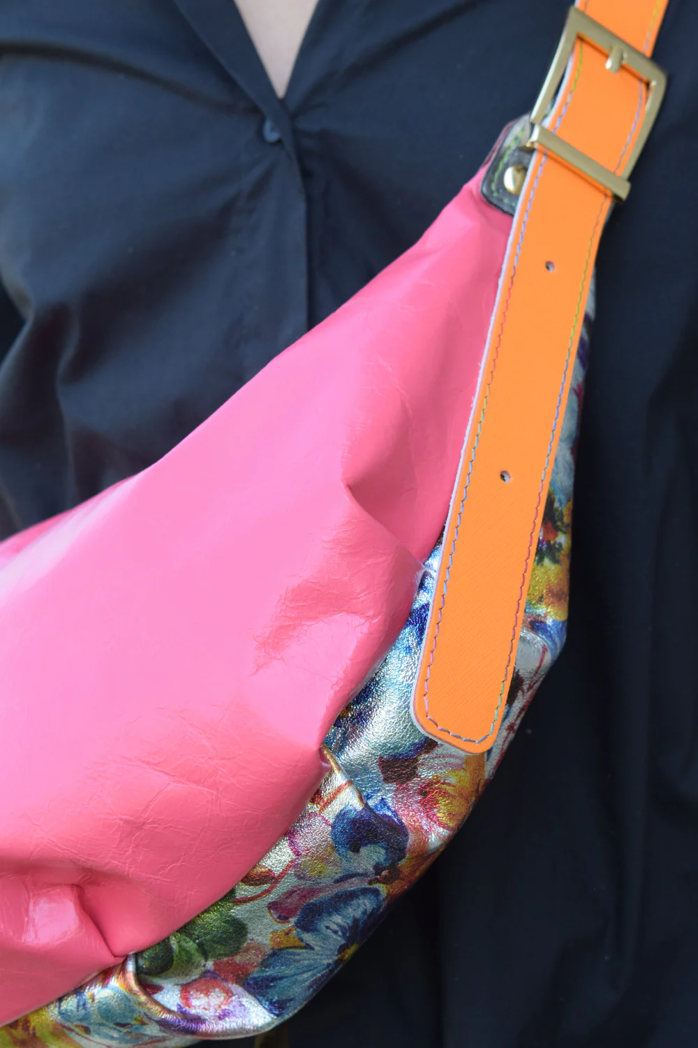 Hot Chock Bag - Borsa a tracolla in pelle patchwork - immagine 8