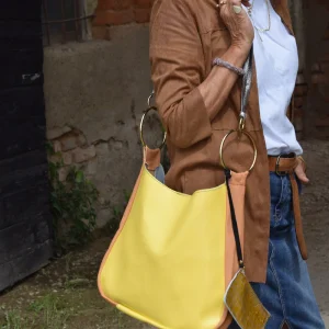 Gordon Reef - Borsa in pelle patchwork manico lungo con anelli