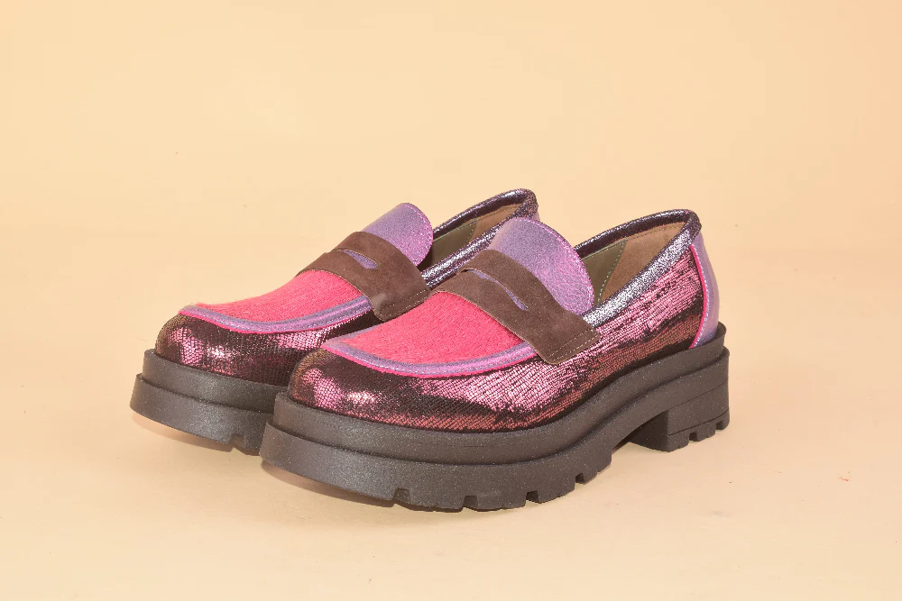 Pipe Line - Mocassino con carrarmato in pelle patchwork