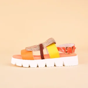 Prayanina - Sandalo con platform in pelle patchwork