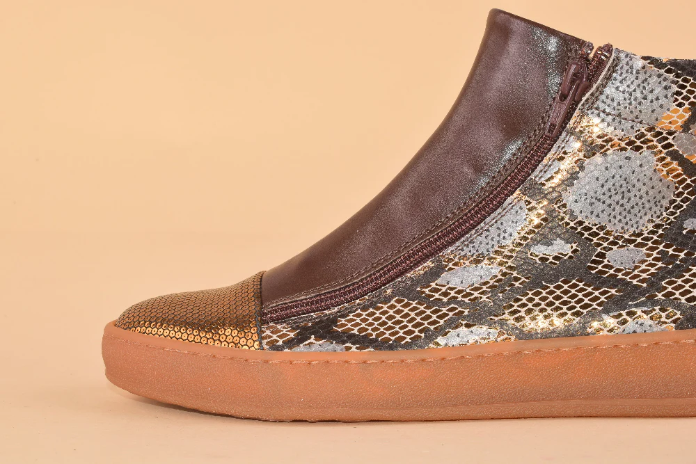 Scimmia Volante Honey - Sneakers alta in pelle patchwork - immagine 6