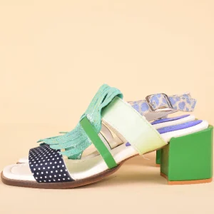 Prayamia - Sandalo con tacco in pelle patchwork