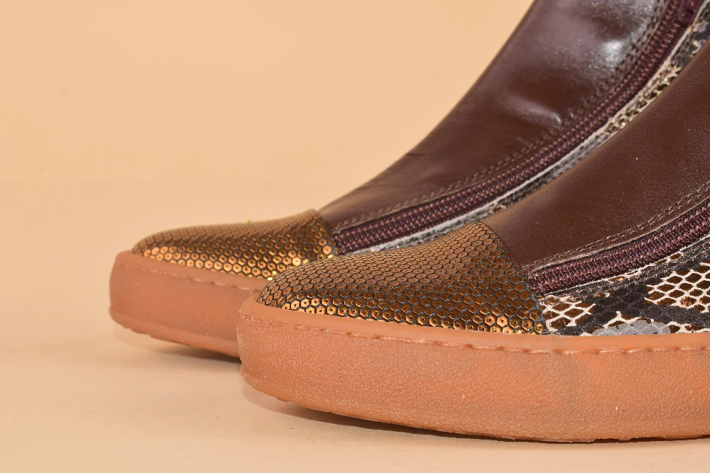 Scimmia Volante Honey - Sneakers alta in pelle patchwork - immagine 7