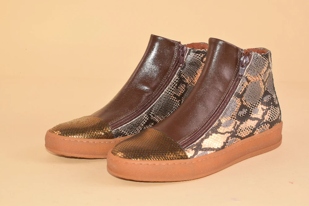 Scimmia Volante Honey - Sneakers alta in pelle patchwork - immagine 8