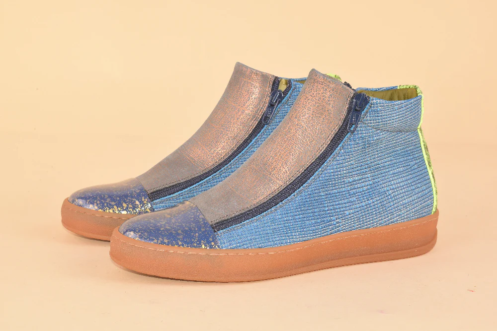 Scimmia Volante Honey - Sneakers alta in pelle patchwork - immagine 3