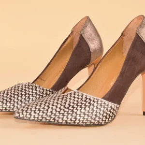 Digital Diva - Décolleté in pelle patchwork con tacco 10 cm