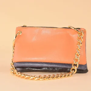 Pixel Tris - Pochette multiscomparto in pelle patchwork