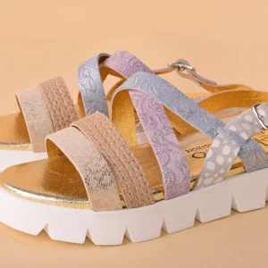Barbados Platform- Sandalo in pelle con laccetti patchwork