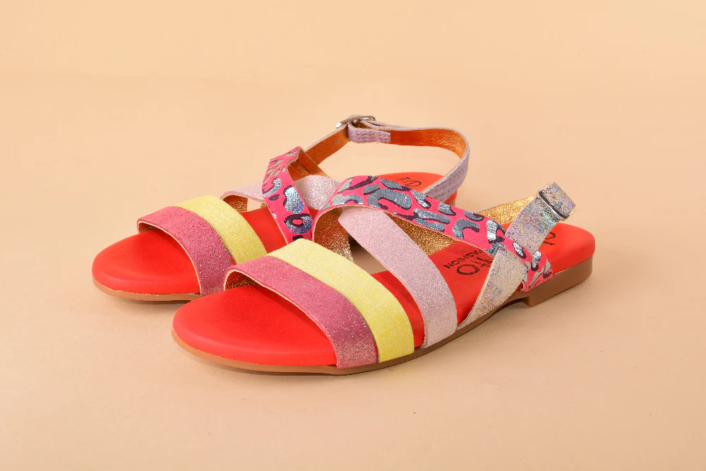 Barbados - Sandalo in pelle con laccetti patchwork - immagine 3