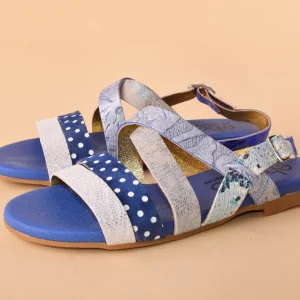 Barbados - Sandalo in pelle con laccetti patchwork