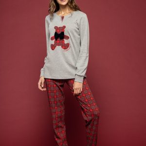 NOIDINOTTE PIGIAMA DONNA FA7513 SCOTTISH BEAR CALDO COTONE.