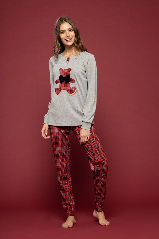 NOIDINOTTE PIGIAMA DONNA FA7513 SCOTTISH BEAR CALDO COTONE. - immagine 2
