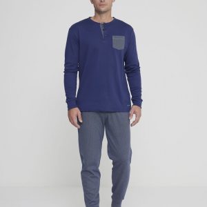 Noid&igrave;notte FC2903  Pigiama uomo serafino caldo cotone