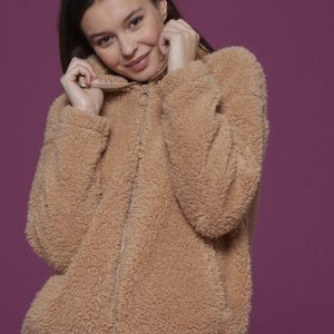 Noidinotte GE2482 Giacca donna con zip Eco agnellino Teddy Bear.