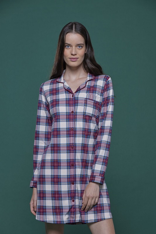 Noidinotte LA2674 Camicia da notte donna corta aperta con collo m/l.