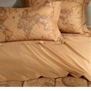 Alviero Martini Completo Lenzuola Matrimoniale Geo Classic in satin di cotone