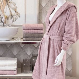 Blumarine Samira Accappatoio un spugna Jacquard con cappuccio e logo in cristalli