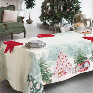 Tovaglia stampata natalizia Biancheria Juniper tov Tessitura Randi