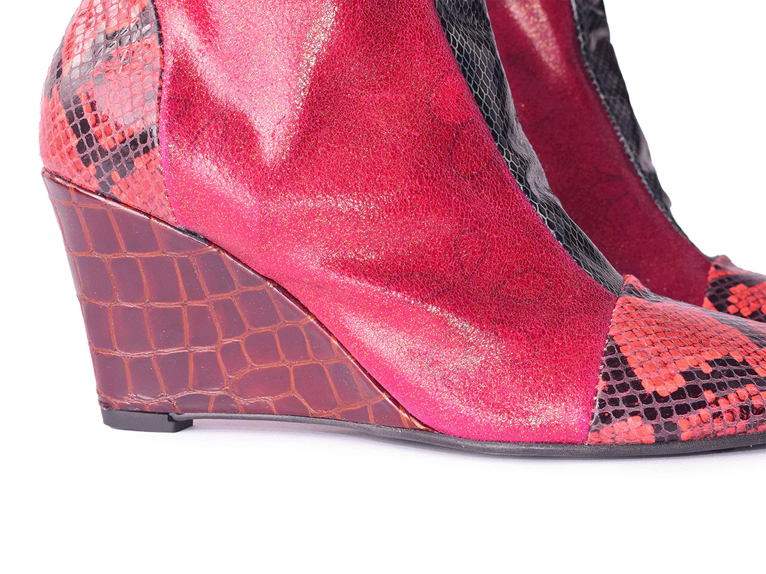 Ramone Dandy Zeppa - Stivaletto con zeppa in pelle patchwork - immagine 3