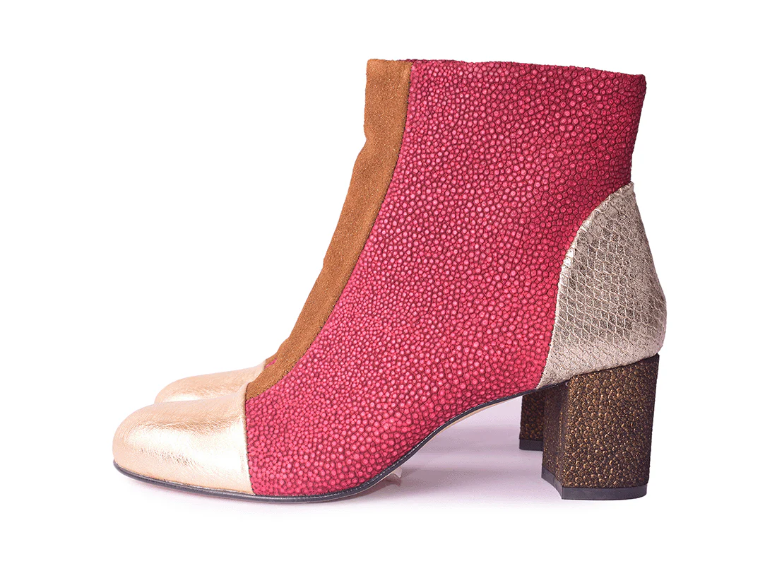 Ramone Dandy - Stivaletto con tacco in pelle patchwork - immagine 3