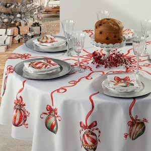 Tovaglia stampata natalizia Biancheria Carols Tov Tessitura Randi